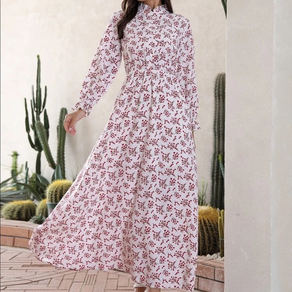 Dresses & Skirts - Allover print flounce sleeve shirt dress w/o belt